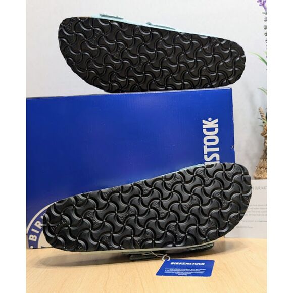 Birkenstock Uji Surf Green Nubuck Leather Two Strap Shine Sandals W9 EU40 NIB - Picture 9 of 13